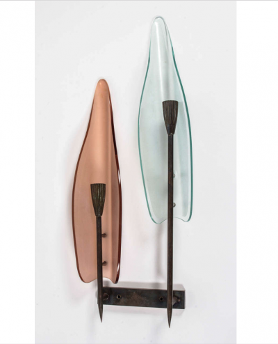 Fontana Arte Three sconces attributed to Fontana Arte Italy 1960