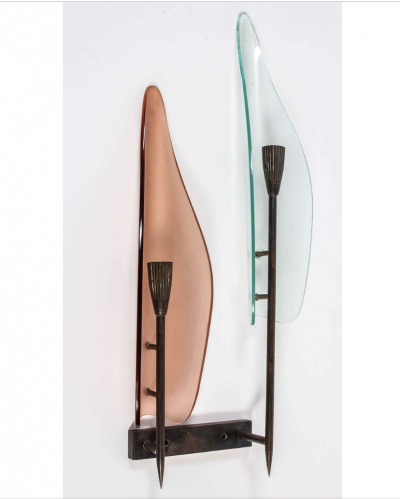 Fontana Arte Three sconces attributed to Fontana Arte Italy 1960