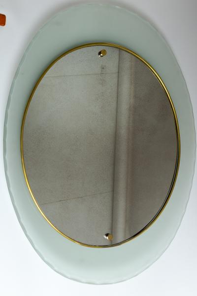 Fontana Mid Century Italian Fontana Style Oval Curved Mirror