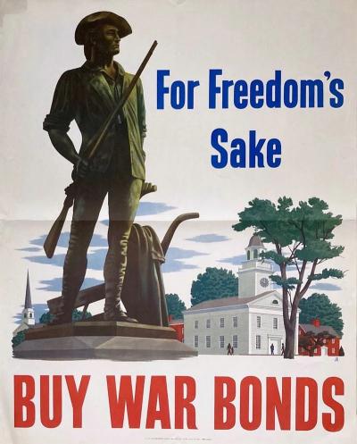 For Freedoms Sake Buy War Bonds Vintage WWII Poster 1943