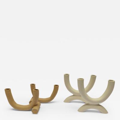 Forevermore Harmony Duel Candle Holders in Blanc White Birch Tan