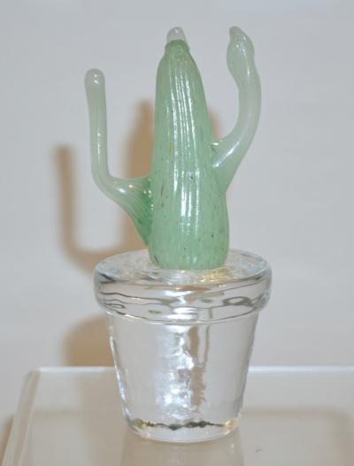Formia Murano 1990s Marta Marzotto Miniature Green Murano Glass Cactus Plants by Formia