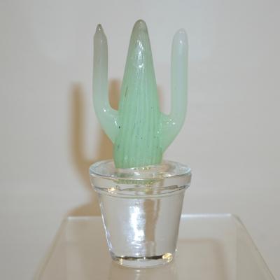 Formia Murano 1990s Marta Marzotto Miniature Green Murano Glass Cactus Plants by Formia