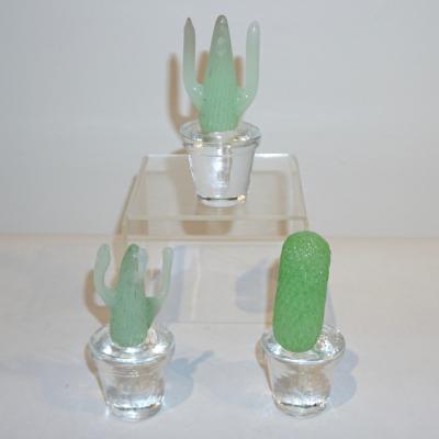 Formia Murano 1990s Marta Marzotto Miniature Green Murano Glass Cactus Plants by Formia