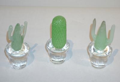 Formia Murano 1990s Marta Marzotto Miniature Green Murano Glass Cactus Plants by Formia