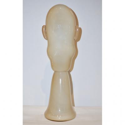 Formia Murano Formia 1980s Modern Italian Comic Ivory Glass Head Sculpture