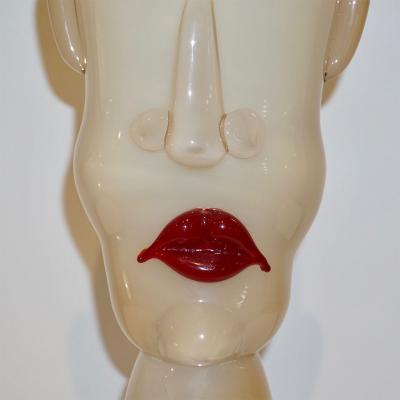 Formia Murano Formia 1980s Modern Italian Comic Ivory Glass Head Sculpture