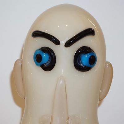 Formia Murano Formia 1980s Modern Italian Comic Ivory Glass Head Sculpture