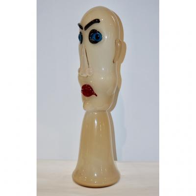 Formia Murano Formia 1980s Modern Italian Comic Ivory Glass Head Sculpture