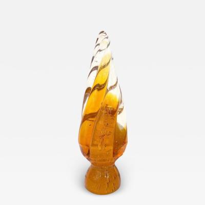 Formia Murano Formia Italian Vintage Amber Gold Crystal Murano Glass Christmas Tree Sculpture