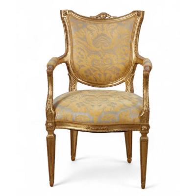 Fortuny Italian Neoclassical Style Giltwood Armchair