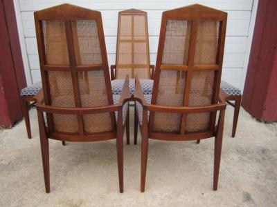 Foster McDavid 5 Walnut Foster and McDavid Cane Back Dining Chairs Mid Century Modern