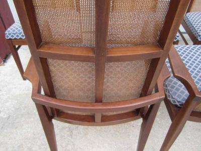 Foster McDavid 5 Walnut Foster and McDavid Cane Back Dining Chairs Mid Century Modern