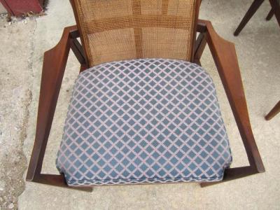 Foster McDavid 5 Walnut Foster and McDavid Cane Back Dining Chairs Mid Century Modern