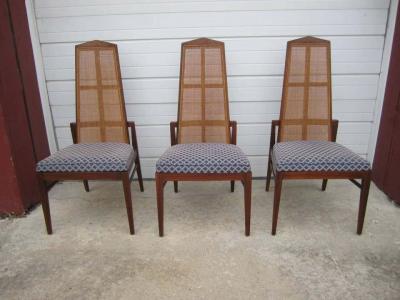 Foster McDavid 5 Walnut Foster and McDavid Cane Back Dining Chairs Mid Century Modern