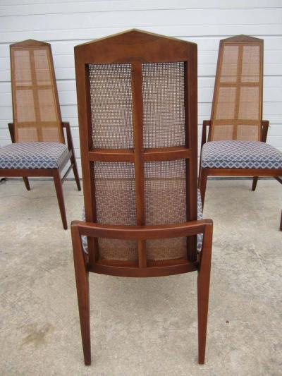 Foster McDavid 5 Walnut Foster and McDavid Cane Back Dining Chairs Mid Century Modern