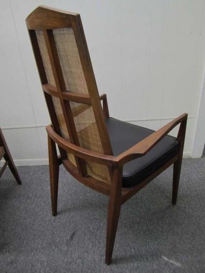 Foster McDavid Six Walnut Foster and McDavid Cane Back Dining Chairs Mid Century Modern