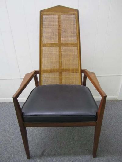 Foster McDavid Six Walnut Foster and McDavid Cane Back Dining Chairs Mid Century Modern