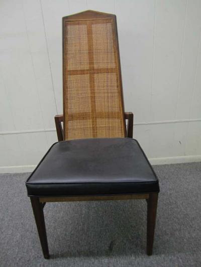 Foster McDavid Six Walnut Foster and McDavid Cane Back Dining Chairs Mid Century Modern