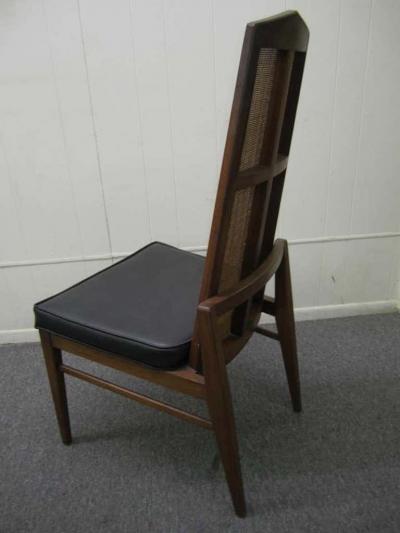 Foster McDavid Six Walnut Foster and McDavid Cane Back Dining Chairs Mid Century Modern