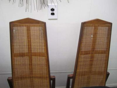 Foster McDavid Six Walnut Foster and McDavid Cane Back Dining Chairs Mid Century Modern
