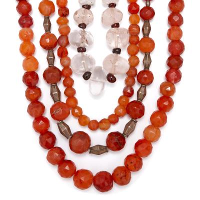 Four 12th Century Islamic semi precious stone bead chains