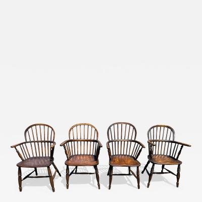 Four 4 19th Century English Windsor Chairs