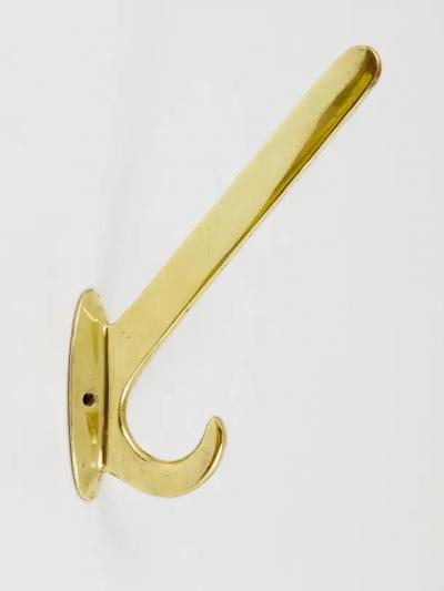 Four Art Nouveau Handmade Brass Wall Hooks Austria 1920s