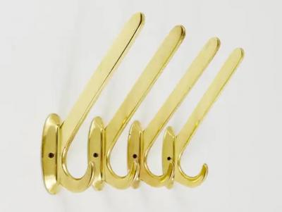 Four Art Nouveau Handmade Brass Wall Hooks Austria 1920s