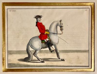 Four Engravings of Horse Riders L Aimable Le Joli Le Sanspareil Le Poupon