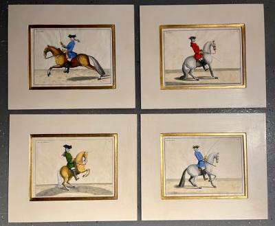 Four Engravings of Horse Riders L Aimable Le Joli Le Sanspareil Le Poupon
