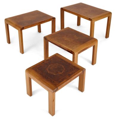 Four French 20th Century parquetry top nesting tables