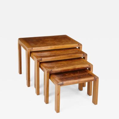 Four French 20th Century parquetry top nesting tables