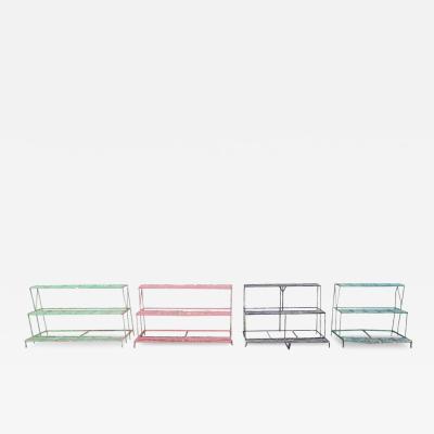 Four French Mid Century Rectangular Iron Garden Plant Pot Shelves or Stands