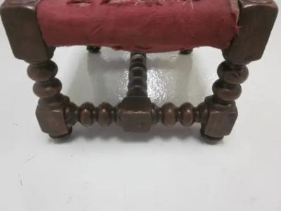 Four Italian 19th Century Hand Carved Wood Stacked Ball Footstools Ottomans