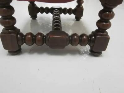 Four Italian 19th Century Hand Carved Wood Stacked Ball Footstools Ottomans