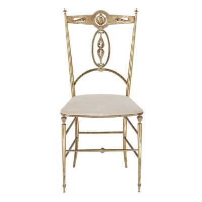 Four Italian Chiavari brass and velvet chairs