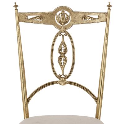 Four Italian Chiavari brass and velvet chairs