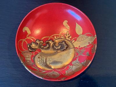 Four Japanese Lacquered Sake Cups Meiji Period