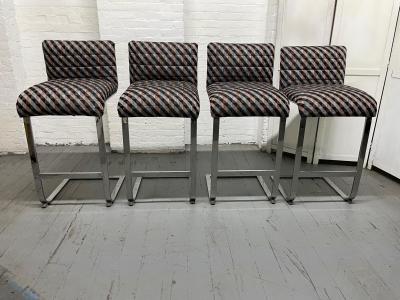 Four Mid Century Modern Chrome Barstools