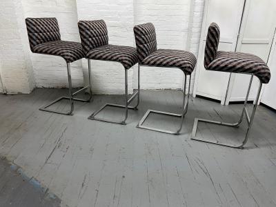 Four Mid Century Modern Chrome Barstools
