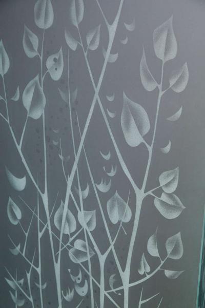 Four Panel Etched Glass Screen