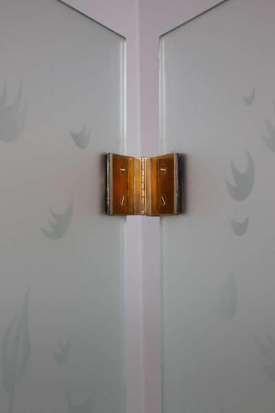 Four Panel Etched Glass Screen