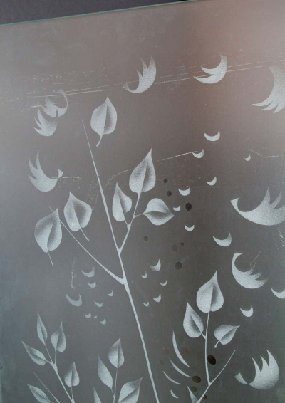 Four Panel Etched Glass Screen