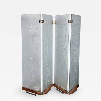 Four Panel Etched Glass Screen