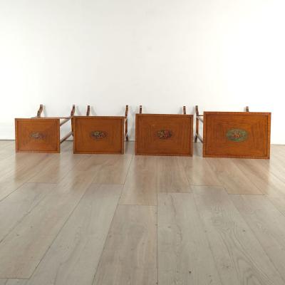 Four Satinwood Fancy Painted Nesting Tables England 19th century