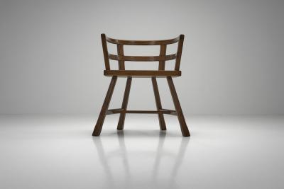 Four Sculptural Oak Dining Chairs Scandinavia First half of the 20th Century