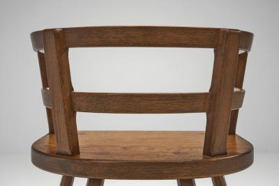 Four Sculptural Oak Dining Chairs Scandinavia First half of the 20th Century