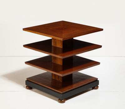 Four Tier Mahogany and walnut Art Deco Side Table England