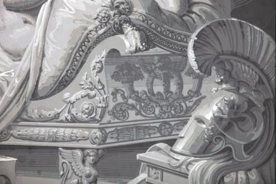 Four Wall Decoration En Grisaille by Dufour Paris France 19th Century